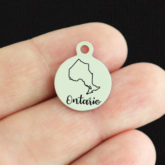 Canadian Province Outline Stainless Steel Small Round Charms - Choose Your Province!