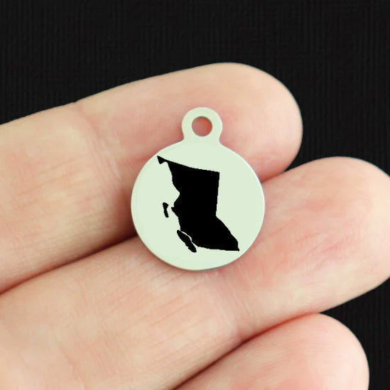 Canadian Province Stainless Steel Small Round Charms - Choose Your Province!