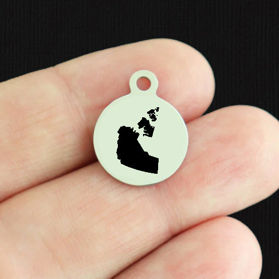Canadian Province Stainless Steel Small Round Charms - Choose Your Province!