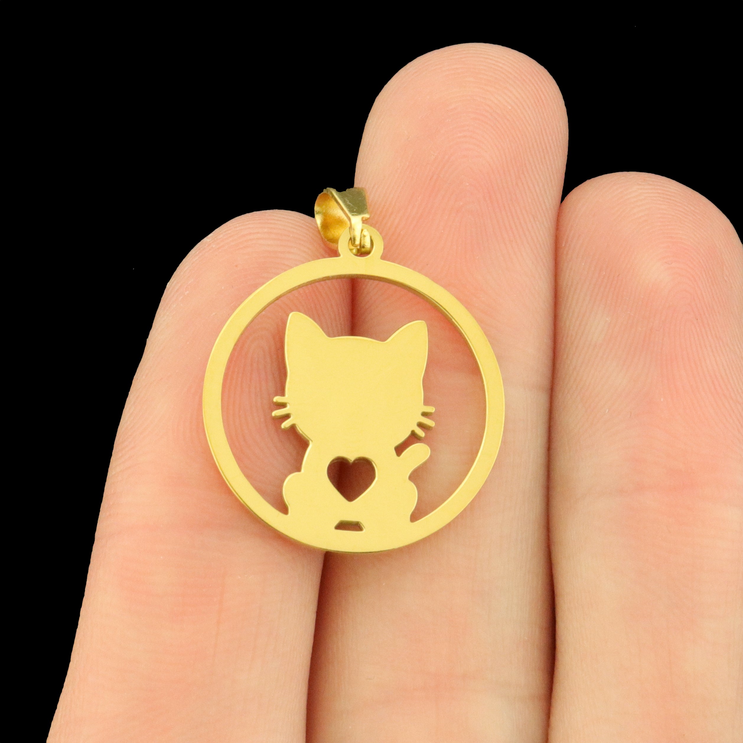 Cat Stainless Steel Charms 2 Sided - Choose Your Tone!