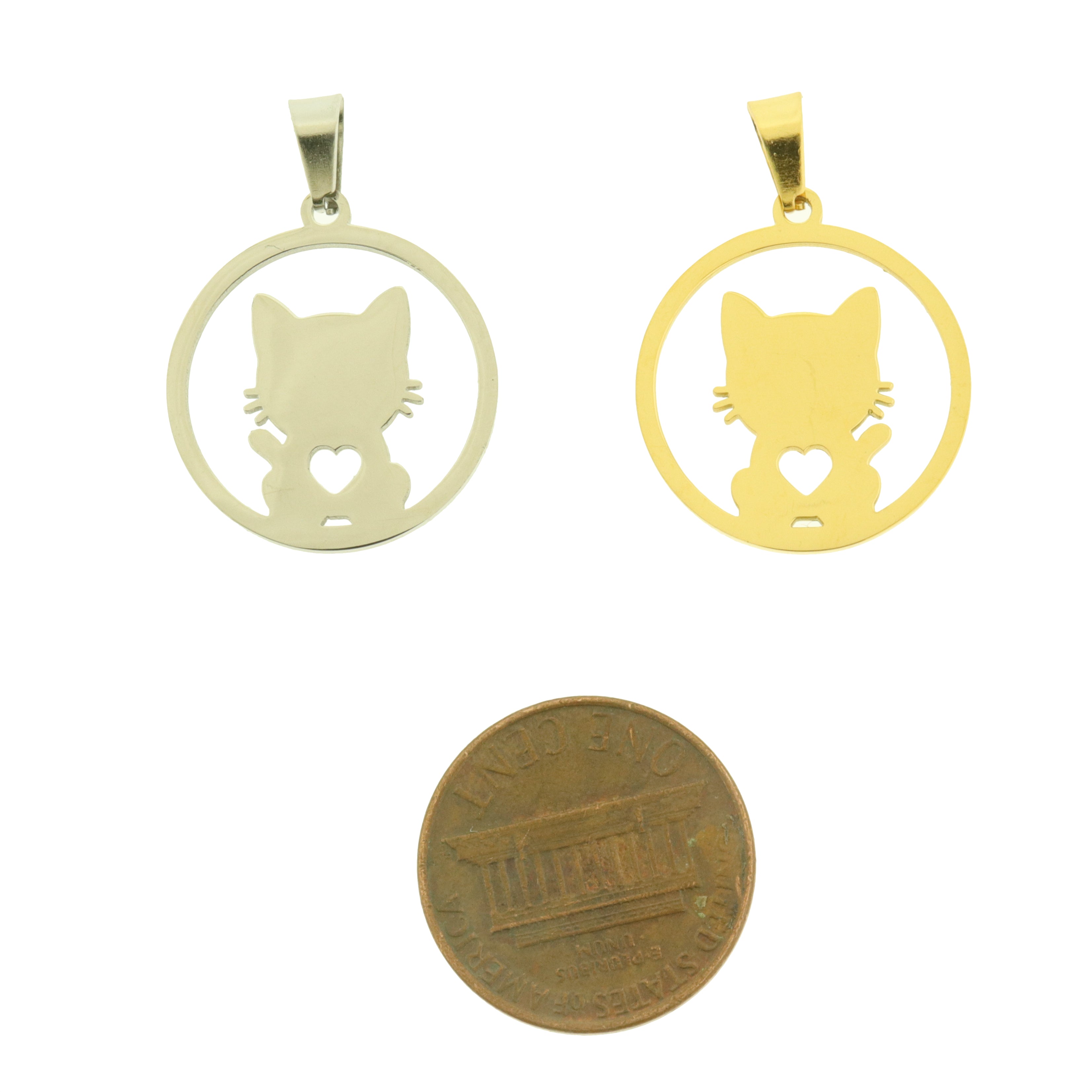 Cat Stainless Steel Charms 2 Sided - Choose Your Tone!