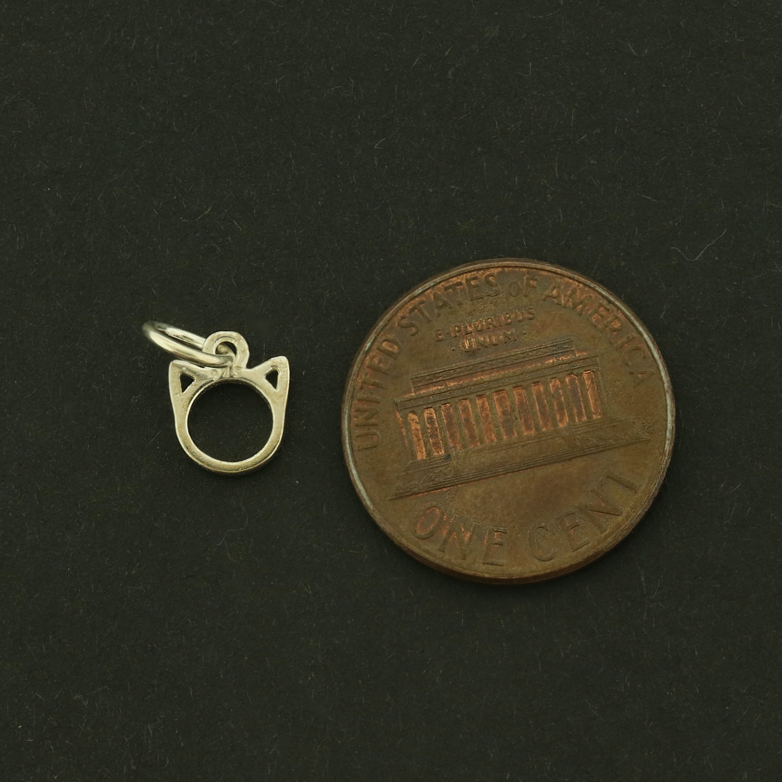 Cat Sterling Silver Charm - Outline Style - 2 Sided - ST021