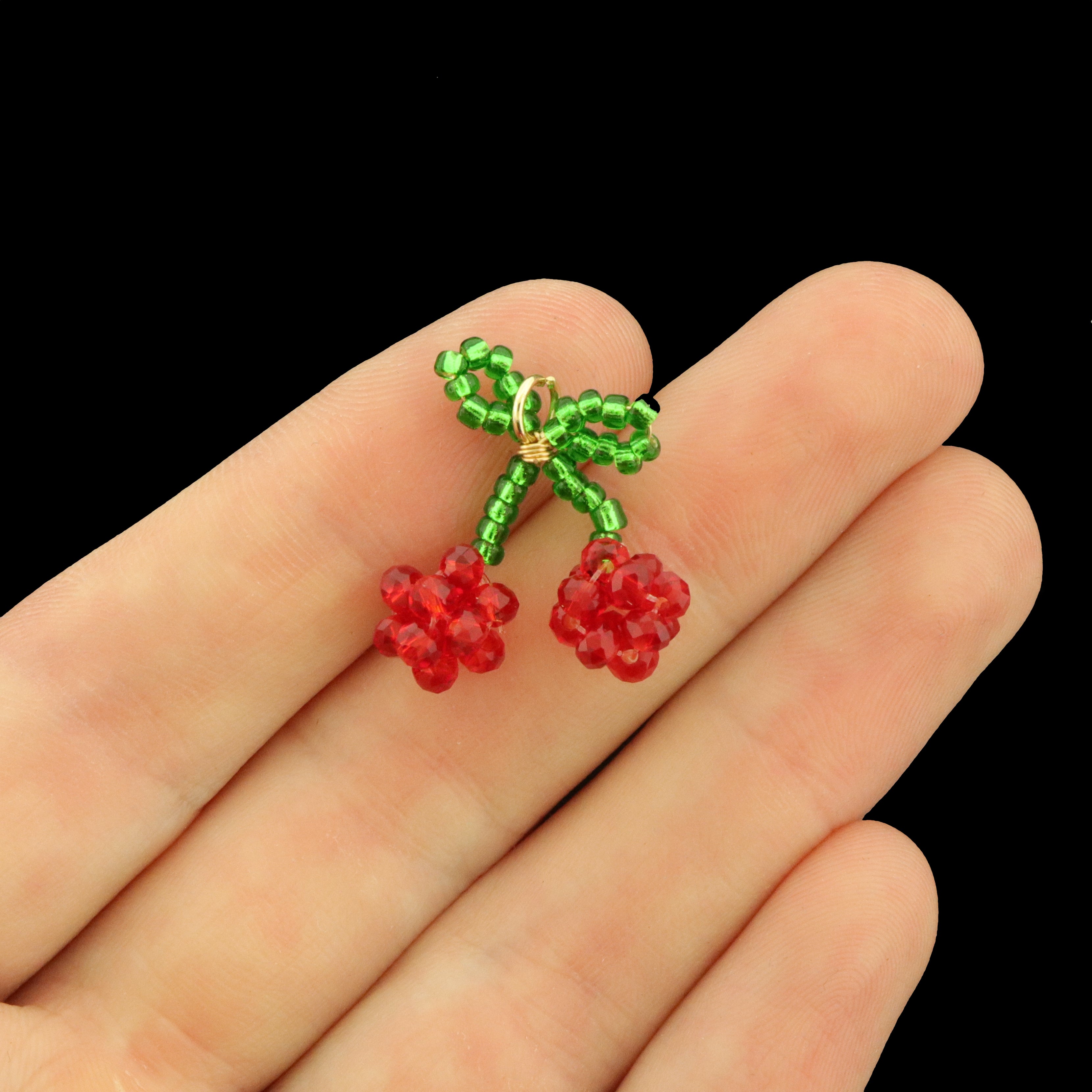 Cherry Pendants - Handmade Beaded Pendant - Z1680