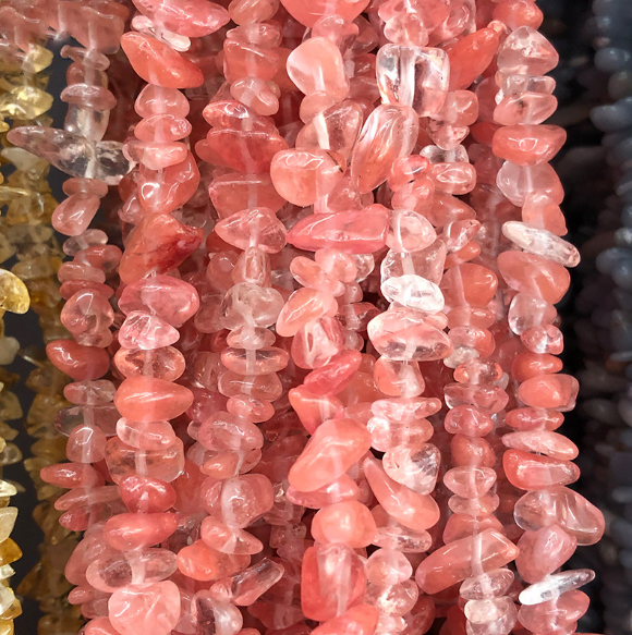 Chip Natural Rose Quartz Beads 5mm - 8mm - Deep Pink - 1 Strand 31.5" - BD2901