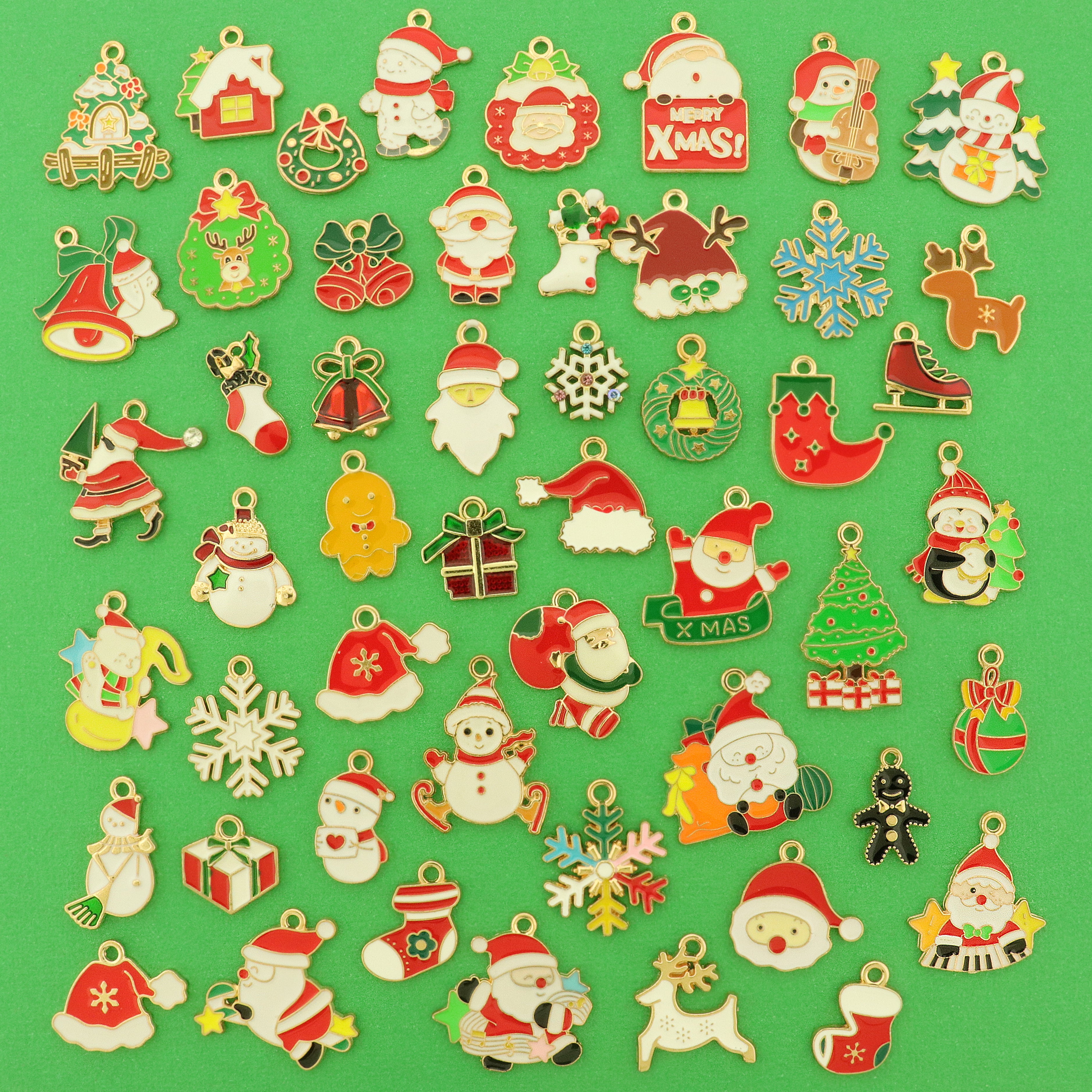 Christmas Charm Collection - 50 Different Enamel Charms - COL477H