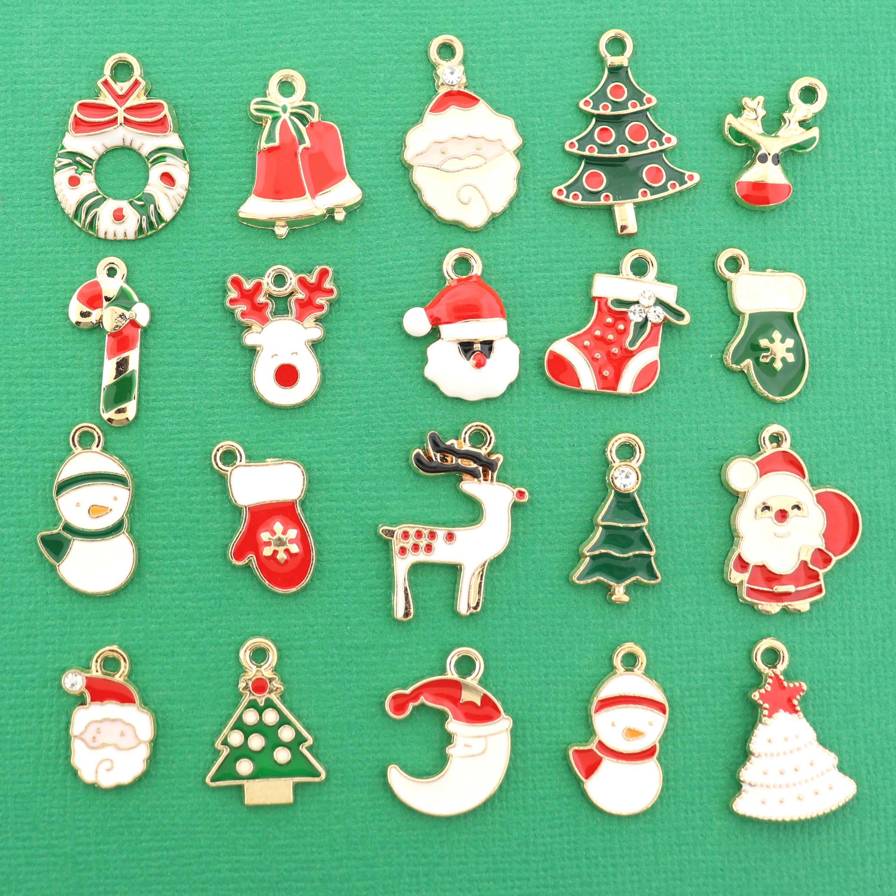 Christmas Charm Collection Enamel Gold Tone 20 Different Charms - COL112