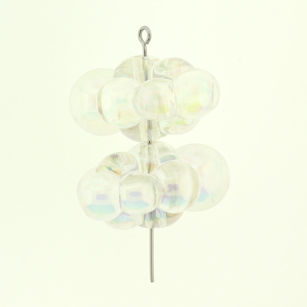 Cloud Acrylic Beads 33mm x 22mm - Electroplated Clear - 4 Beads - BD101