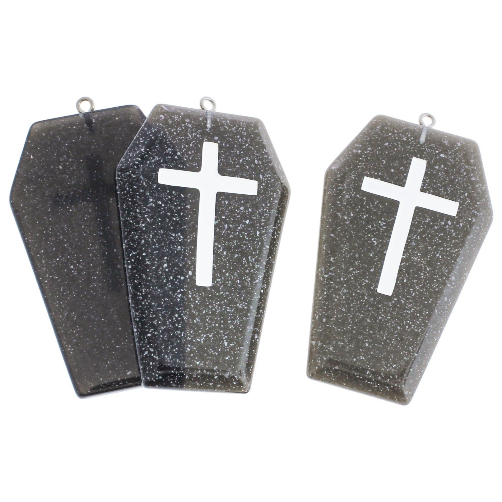 Coffin Cross Resin Charm - Glittery - Choose Your Color!
