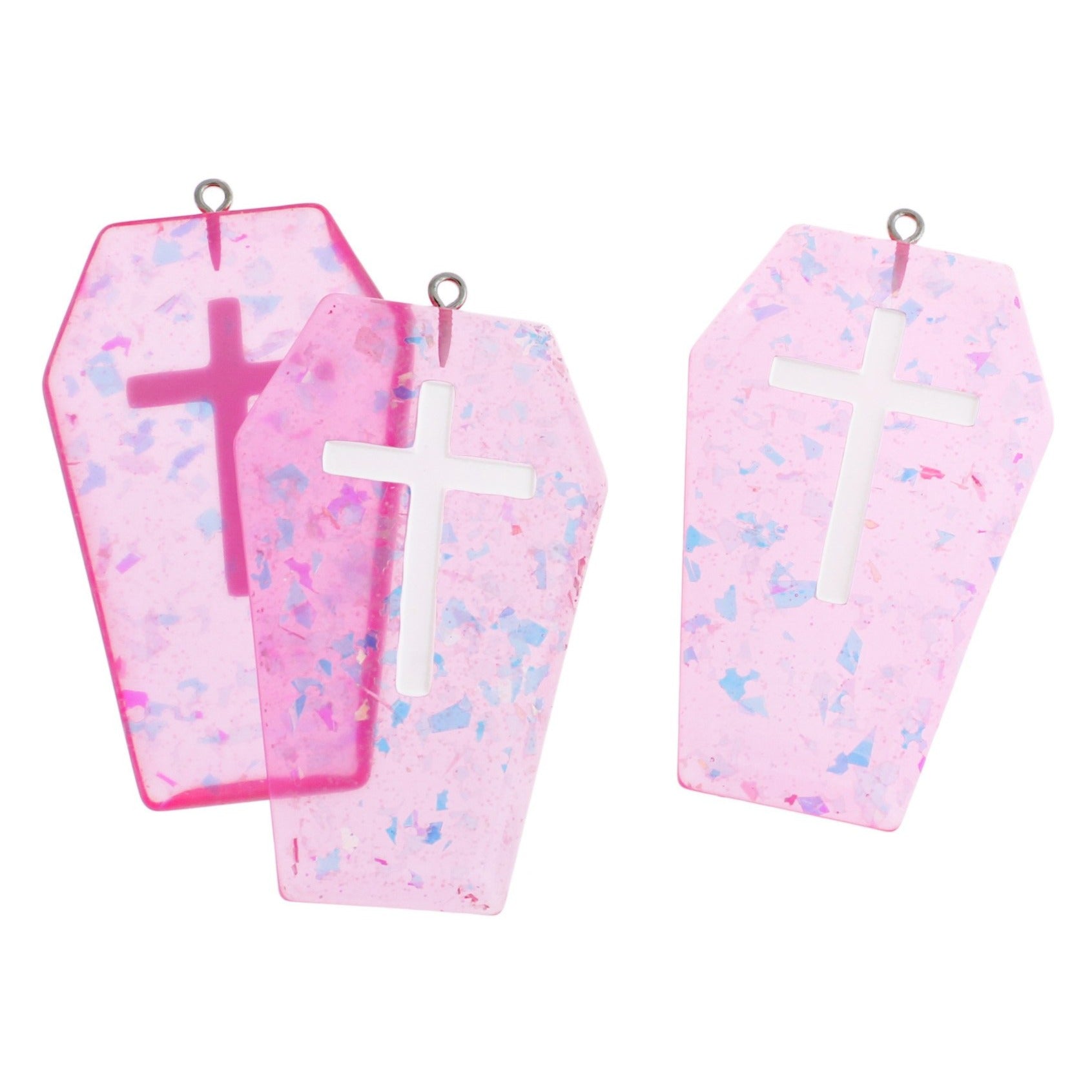 Coffin Cross Resin Charm - Glittery - Choose Your Color!