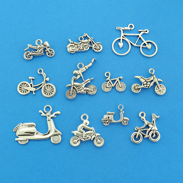 Transportation Collection Antique Silver Tone 11 Different Charms - COL432H