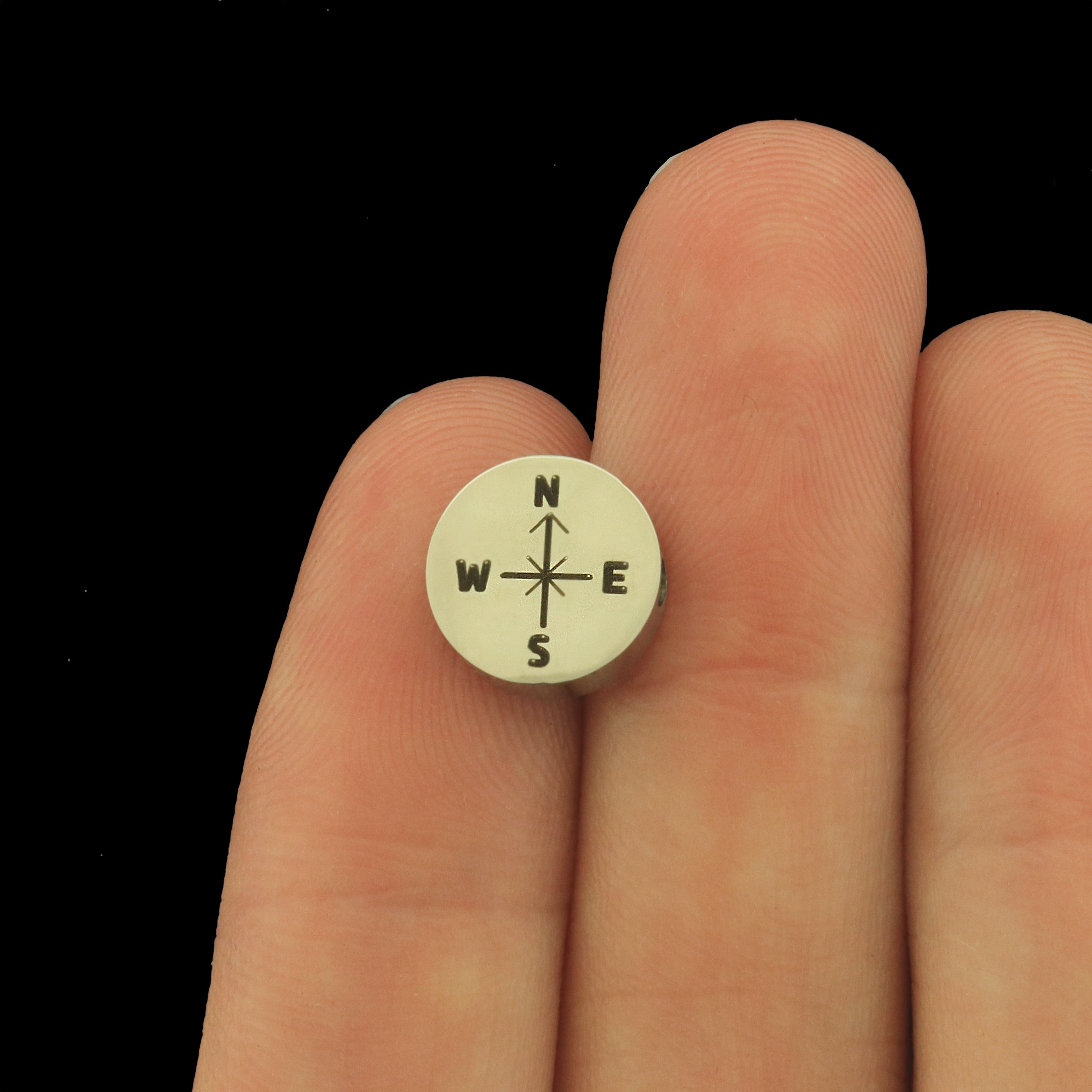 Compass Stainless Steel Beads - Travel Bead - Choose Your Size - BFS034S-8316