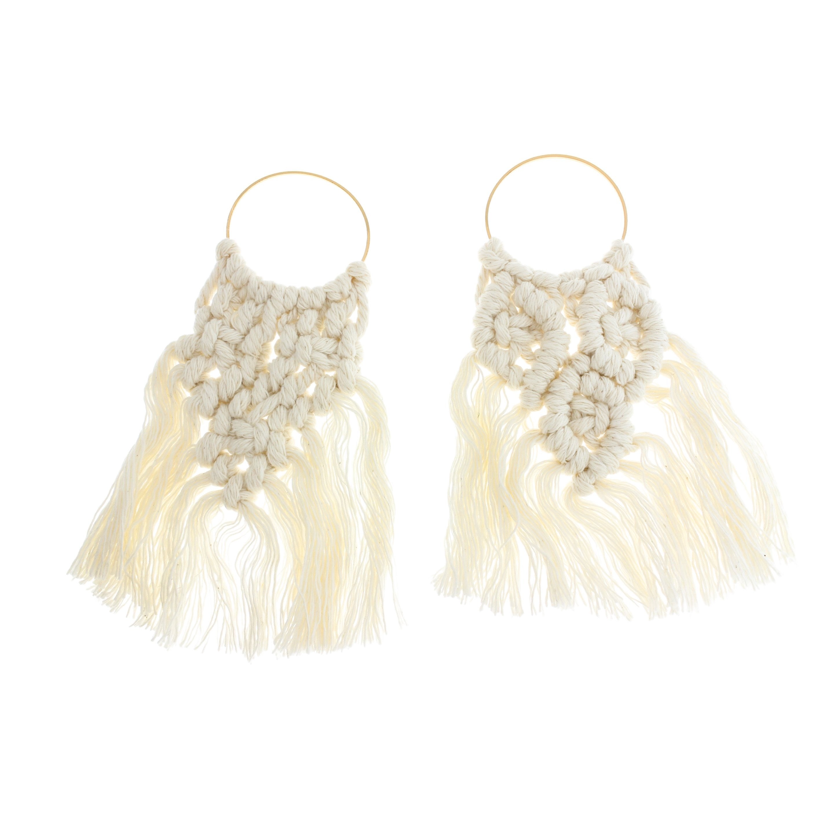 Cotton Threaded Fan Tassel - Gold Tone Loop - Choose Your Color!