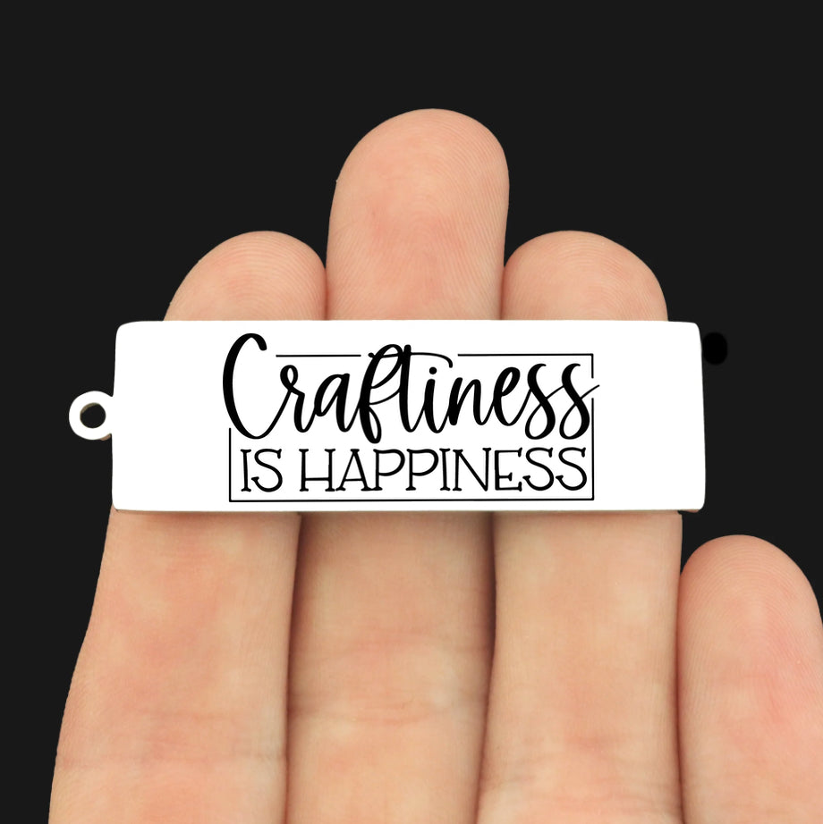 Craftiness is Happiness Stainless Steel Key Chain Tag Charm - BFS033S-8754