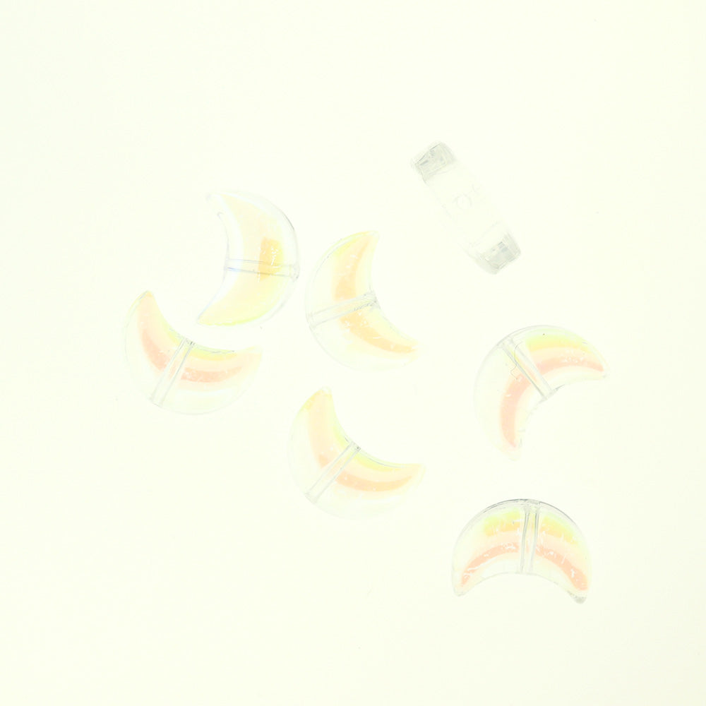 Crescent Moon Transparent Glass Beads 14mm x 10mm - Clear - 20 Beads - BD081