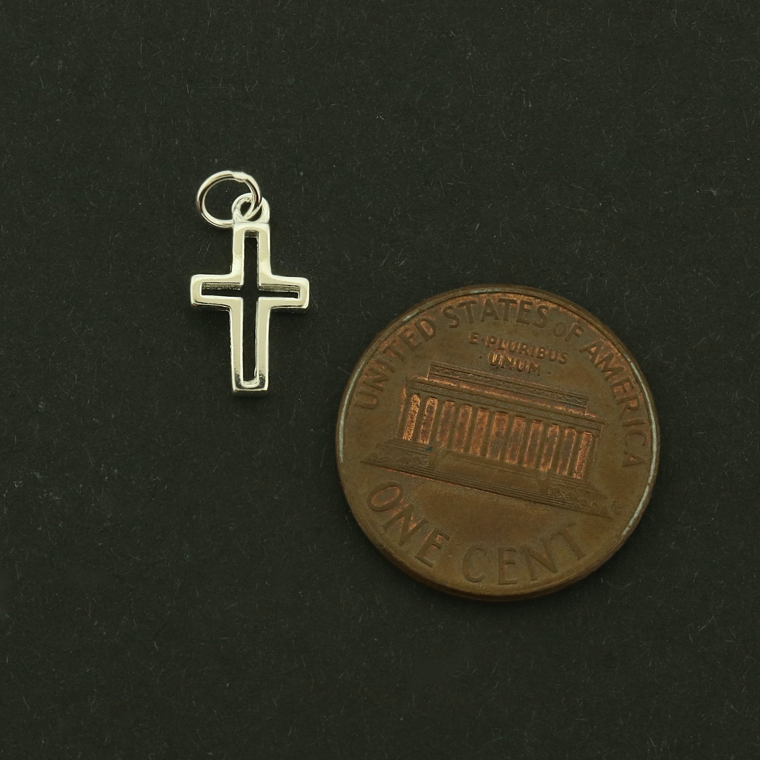 Cross Outline Sterling Silver Charms - Religious Pendant - ST144