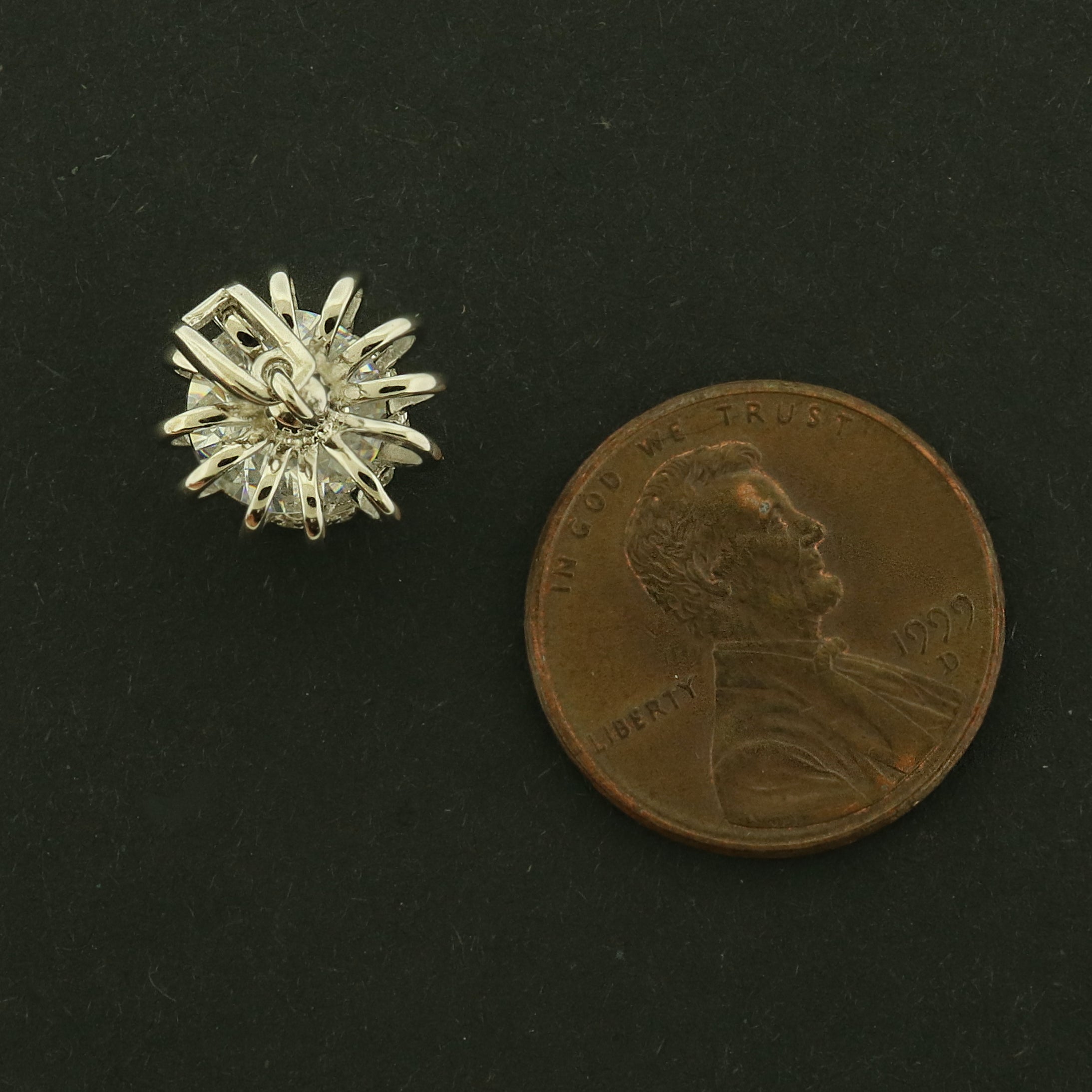 Crown Sterling Silver Charm - 3D with Rhinestone - ST145