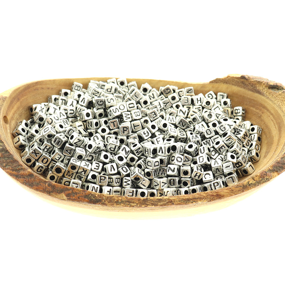 Cube Acrylic Beads 5mm - Assorted Letter - 100 Beads - BD139
