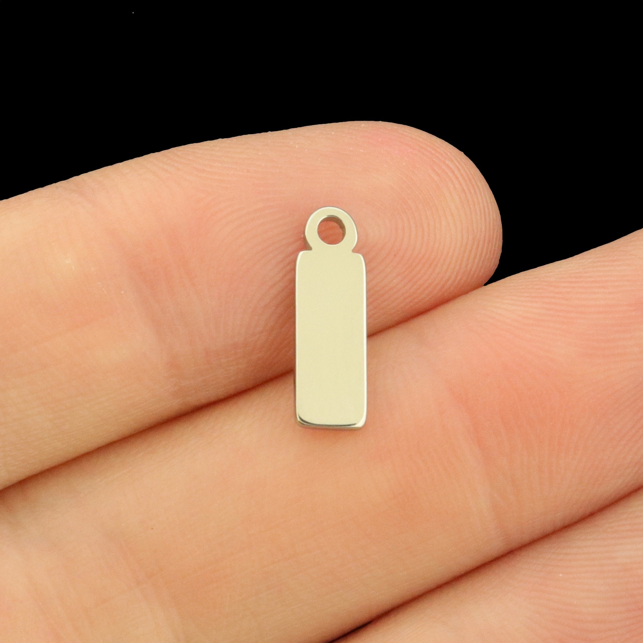 Custom Stainless Steel Rectangle Logo Charm - Personalized