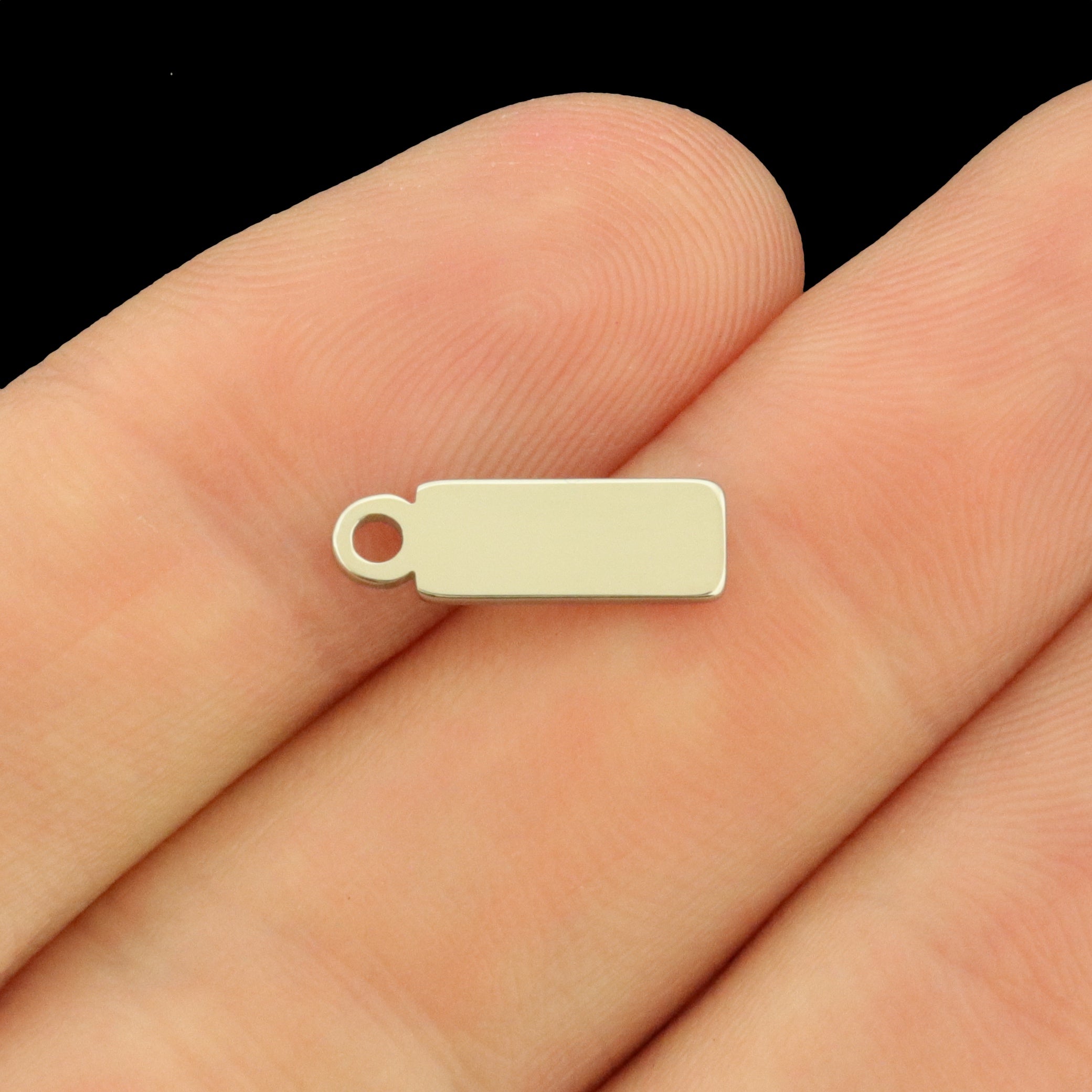 Custom Stainless Steel Rectangle Logo Charm - Personalized