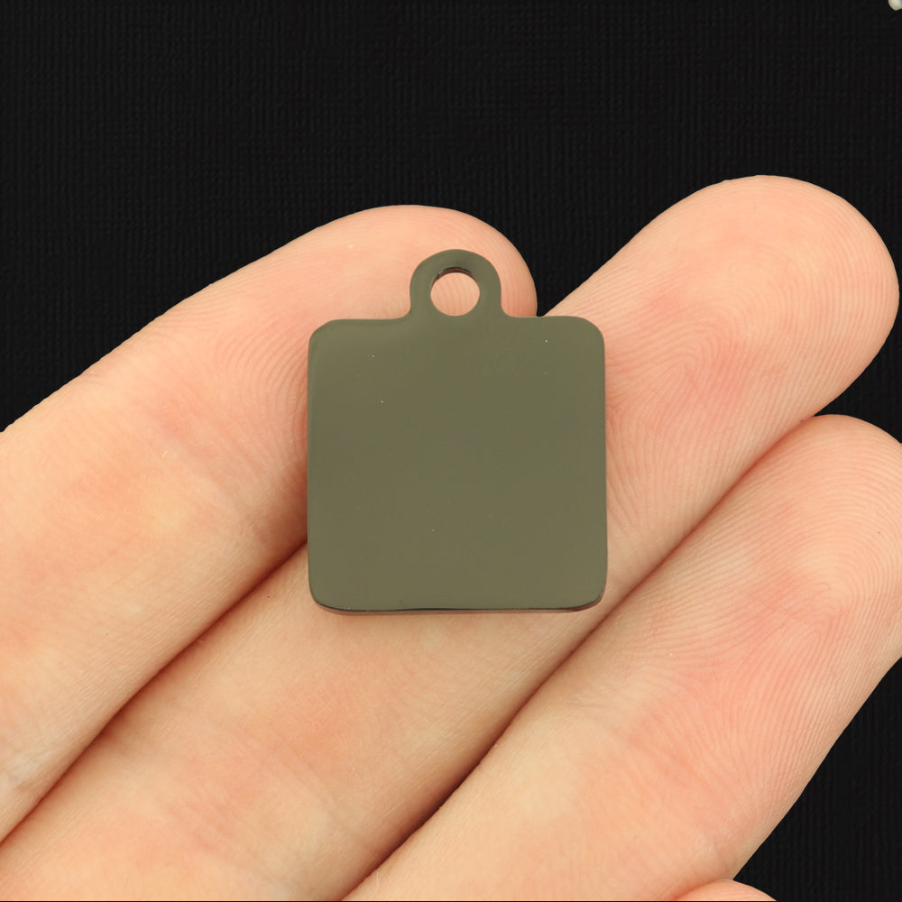 Custom Stainless Steel Square Charm - Personalized
