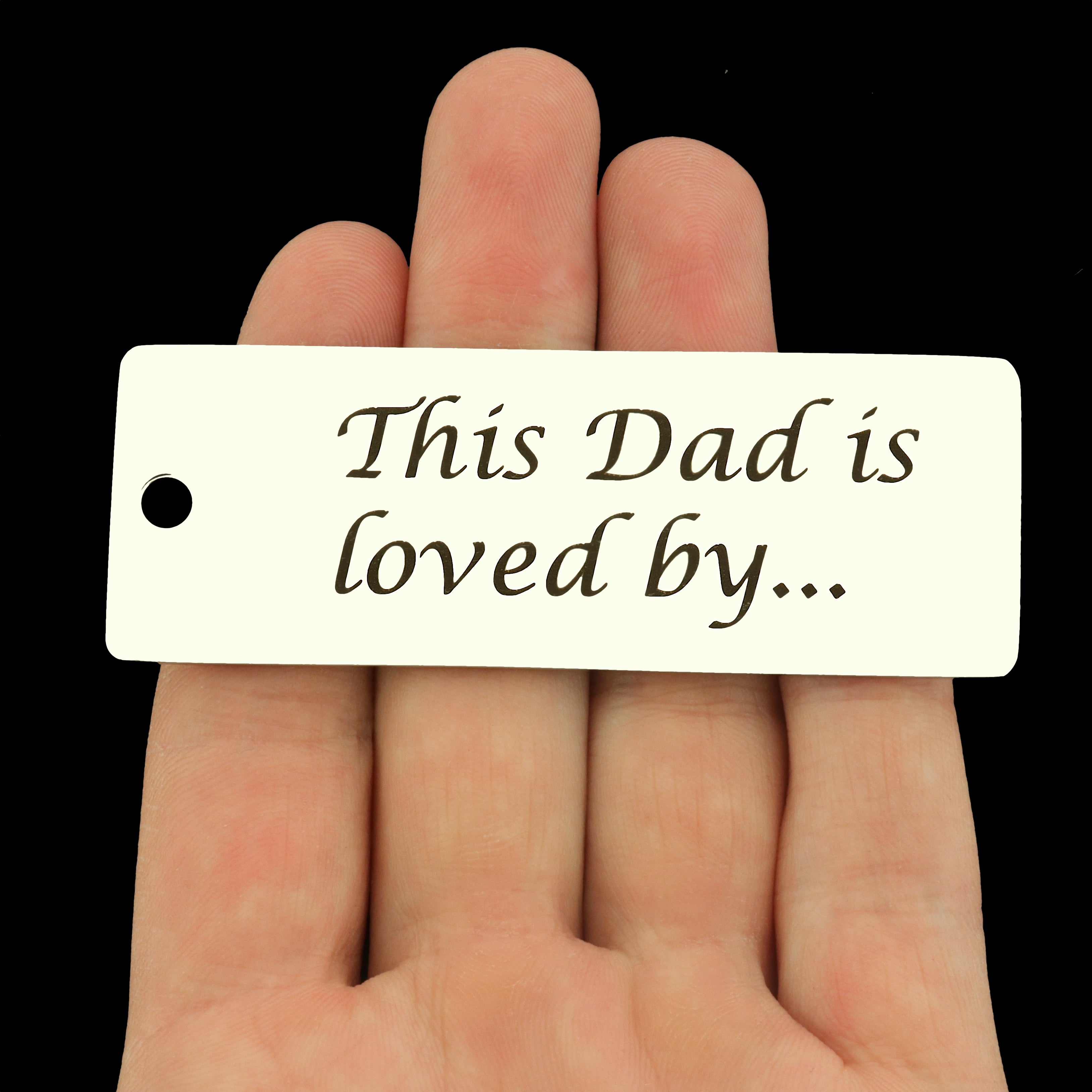 Dad Stainless Steel Key Chain Tag Charm - This Dad is Loved By - BFS033S-8250