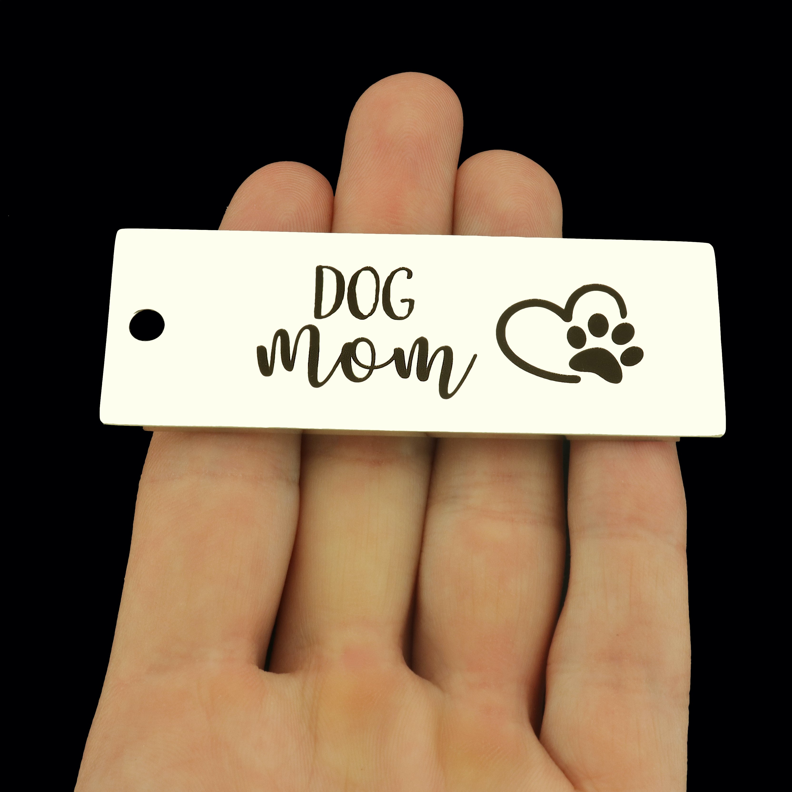 Dog Mom Stainless Steel Key Chain Tag Charm - BFS033S-8274