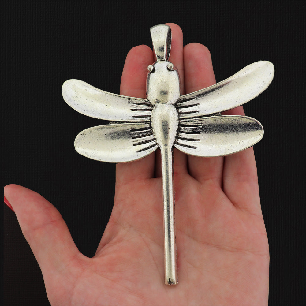 Dragonfly Antique Silver Tone Charm 3D - SC821