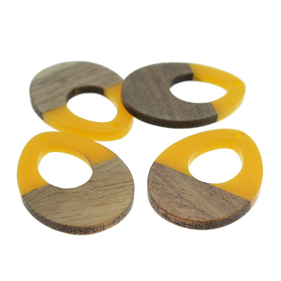 Drop Natural Wood and Resin Charm - Choose Your Color - 37mm