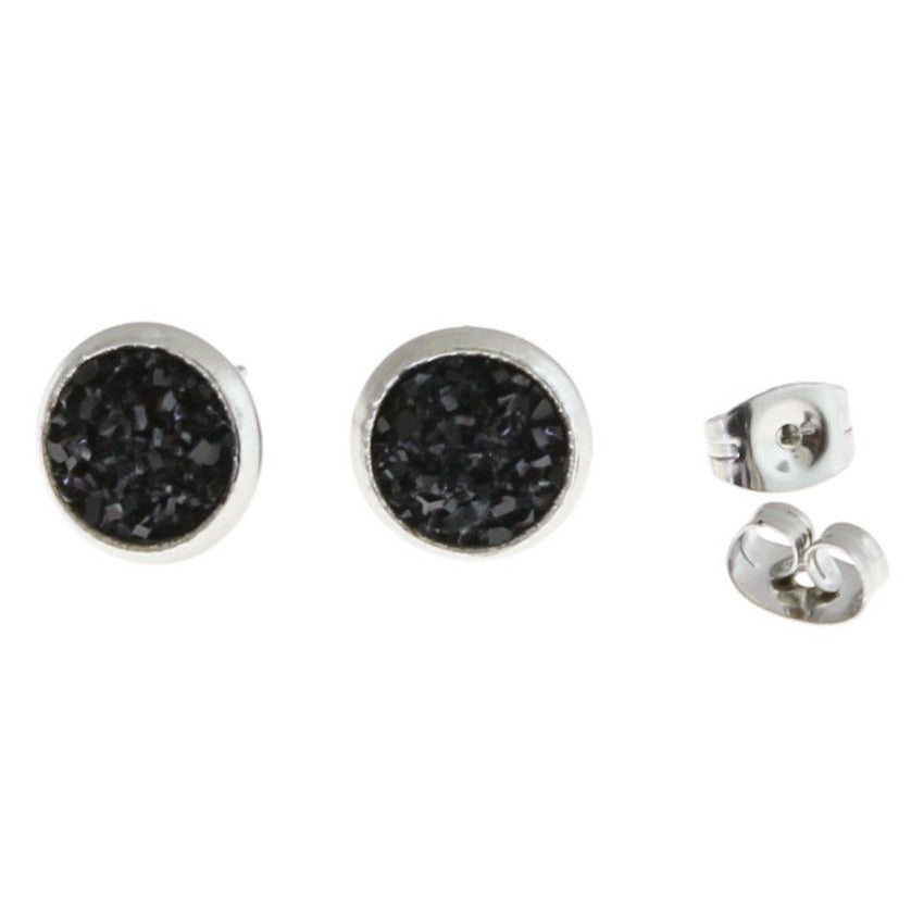 Druzy Earrings - Stainless Steel Stud - 8mm - 1 Pair - Choose Your Color!