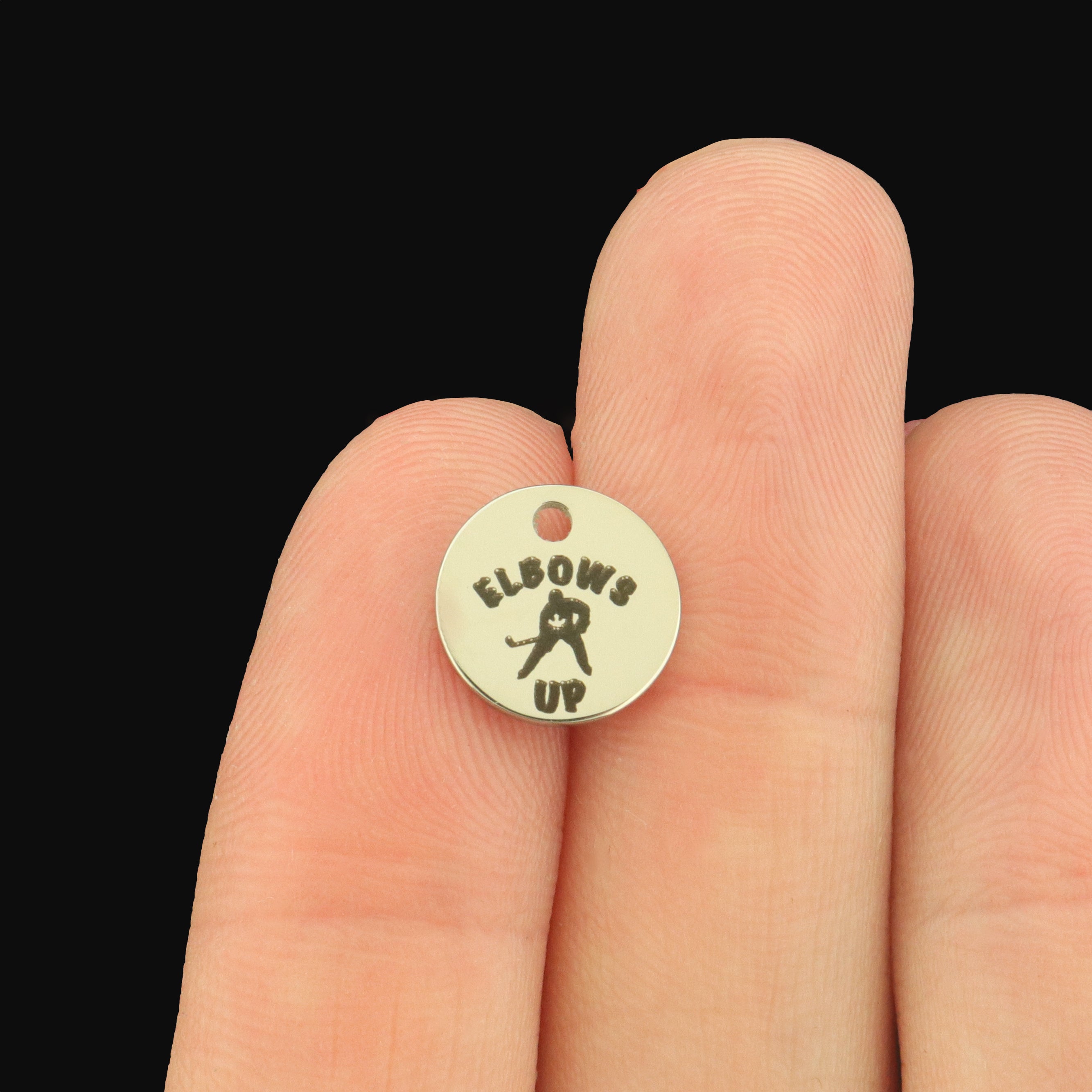 Elbows Up Stainless Steel 10mm Round Charms - BFS005-8412