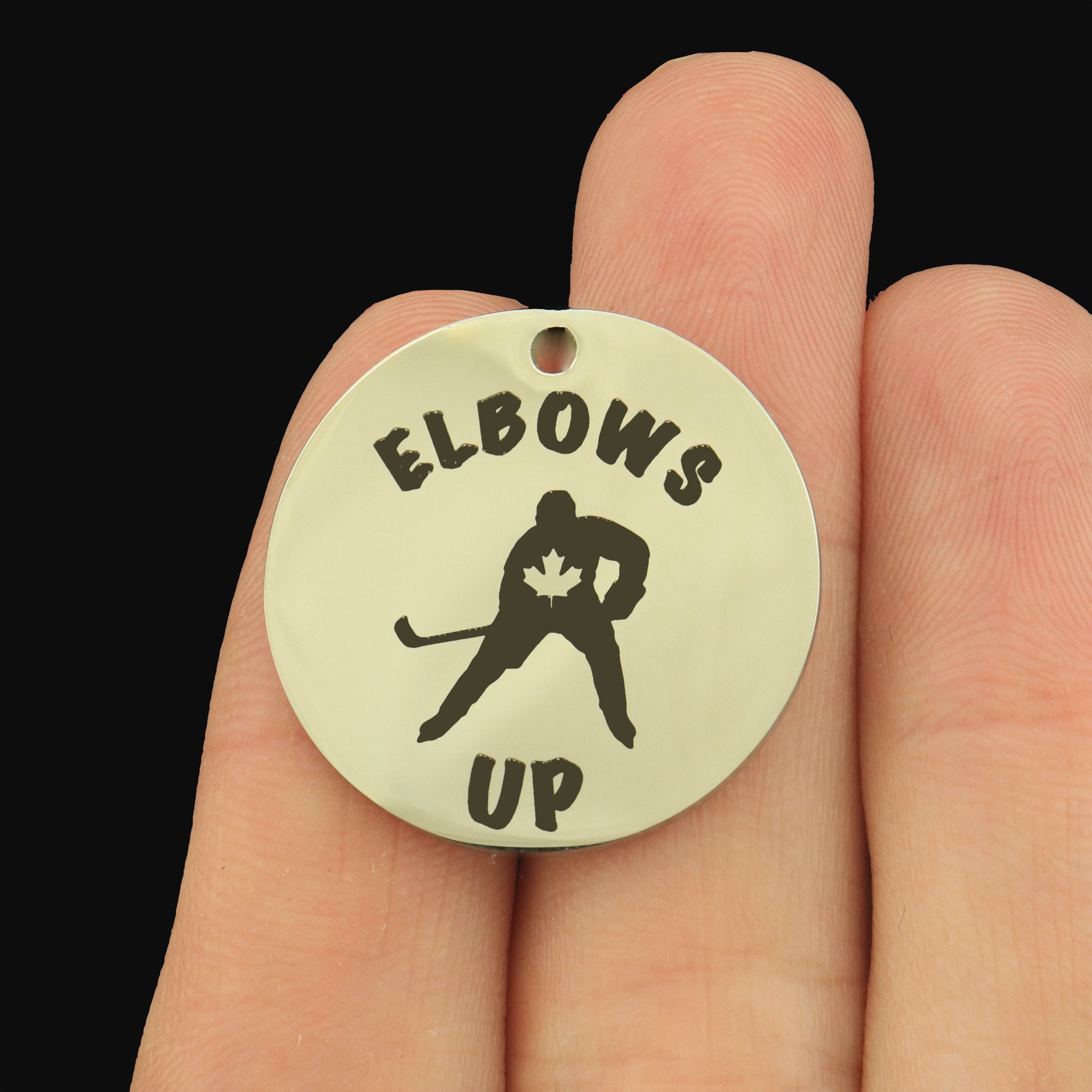 Elbows Up Stainless Steel 25mm Round Charms - BFS009-8412