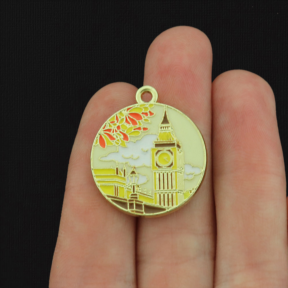Elizabeth Tower Gold Tone Enamel Charm - E438