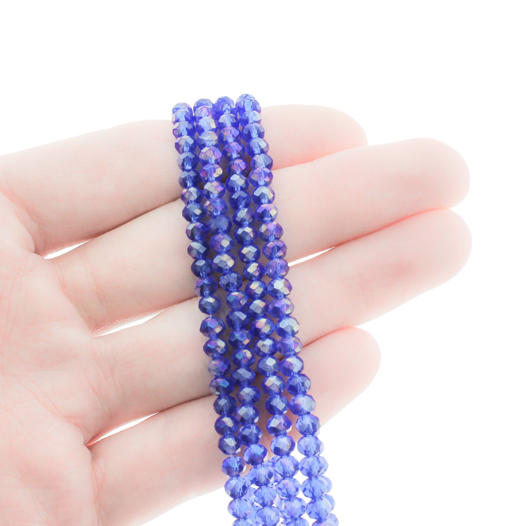 Perles de Verre à Facettes 4mm - Pêche Galvanisé - 1 Rang 140 Perles - BD600