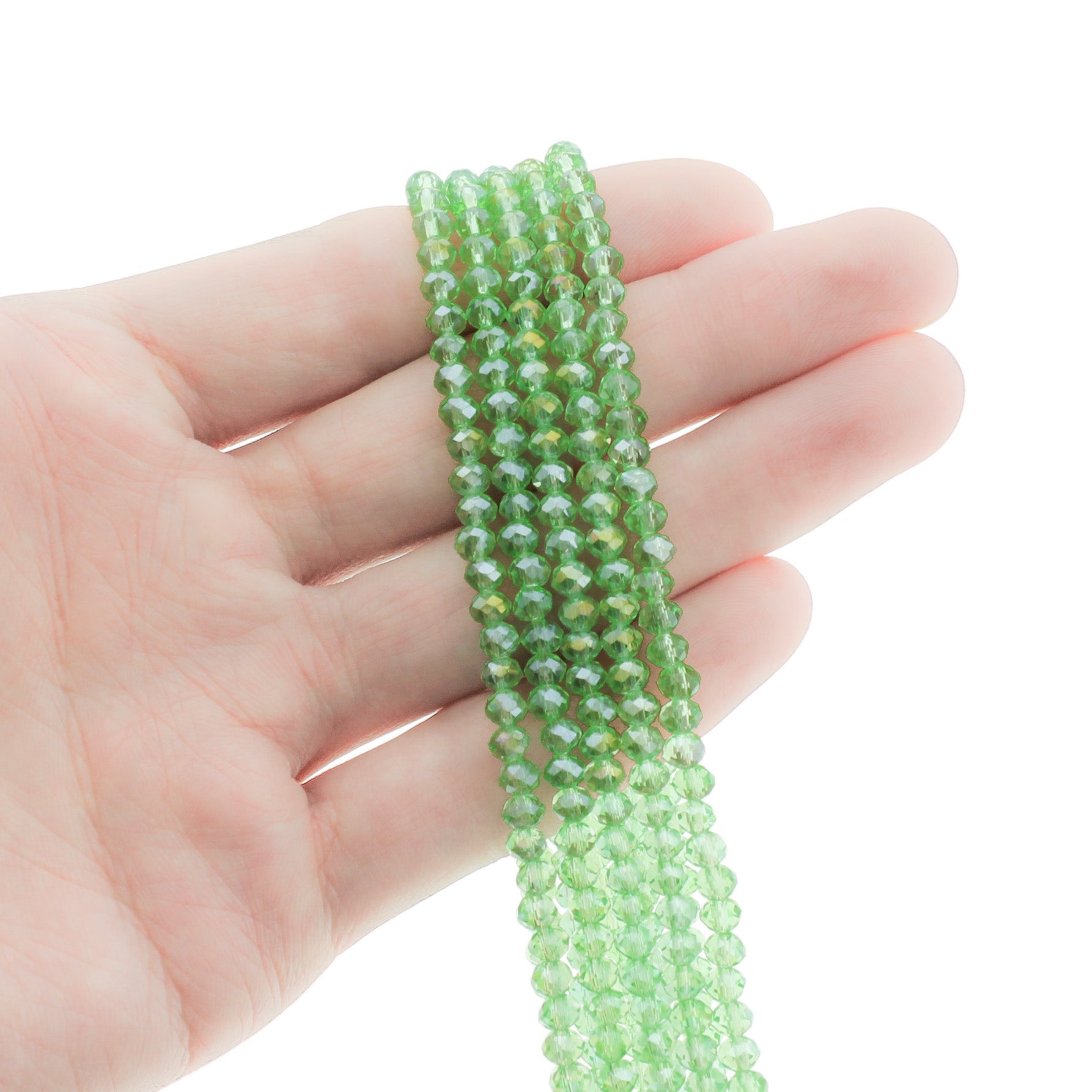 Perles de Verre à Facettes 4mm - Pêche Galvanisé - 1 Rang 140 Perles - BD600