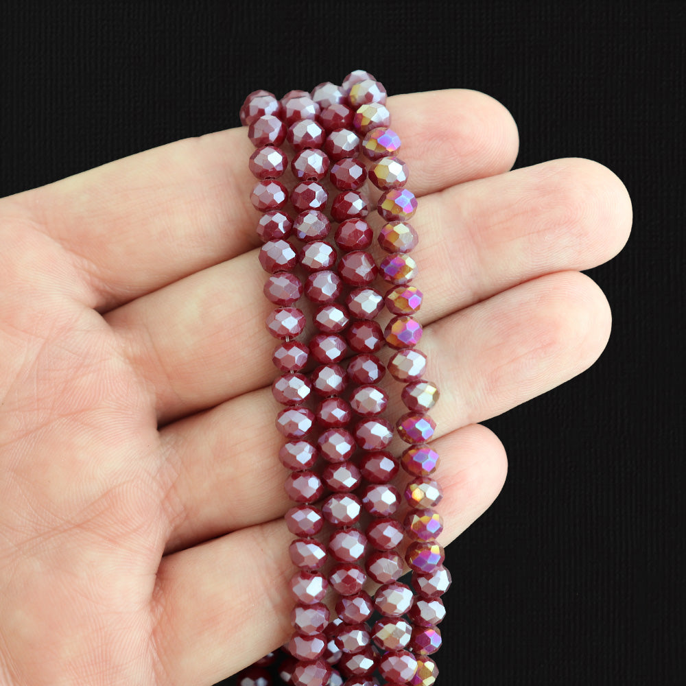 Faceted Glass Beads 6mm x 4mm - Electroplated - 1 Strand 98 Beads - Choose Your Color!