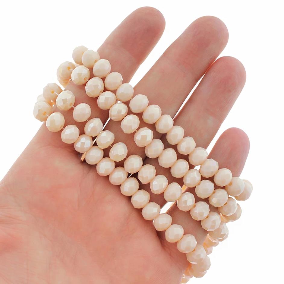 Faceted Glass Beads - 8mm x 6mm - Electroplated - 1 Strand 70 Beads - Choose Your Color!