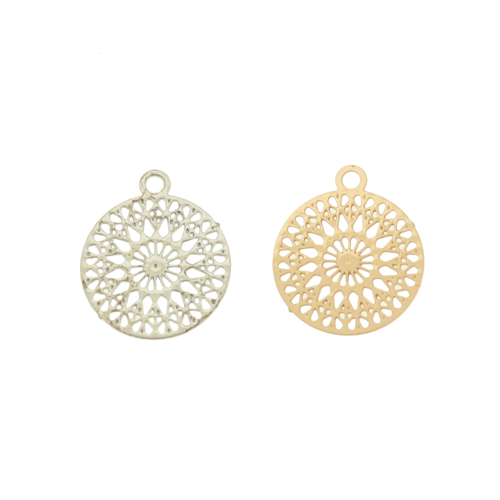 Filigree Mandala Round Plated Brass Charms - Choose Your Tone