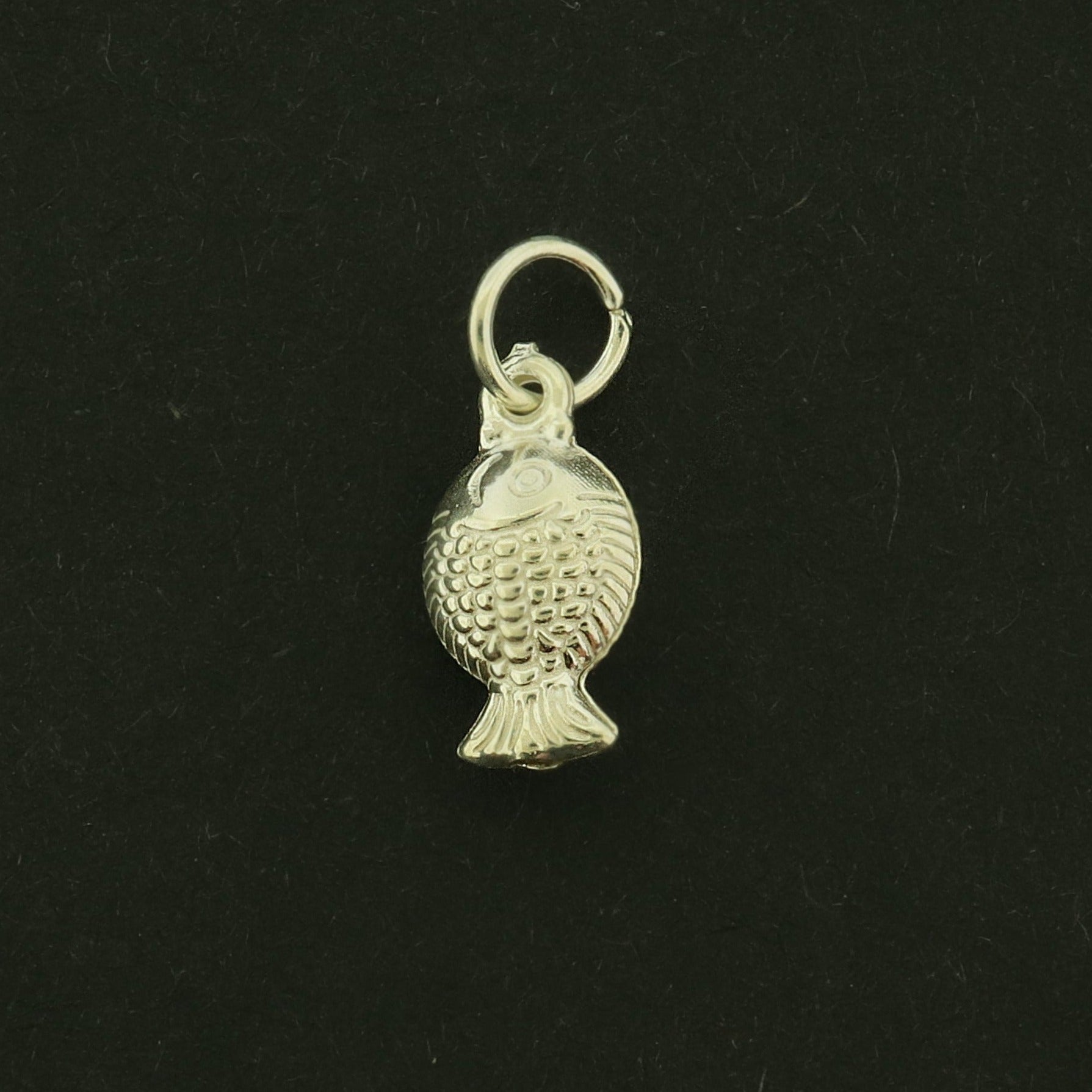 Fish Sterling Silver Charm - 3D Puffy Fish - ST130