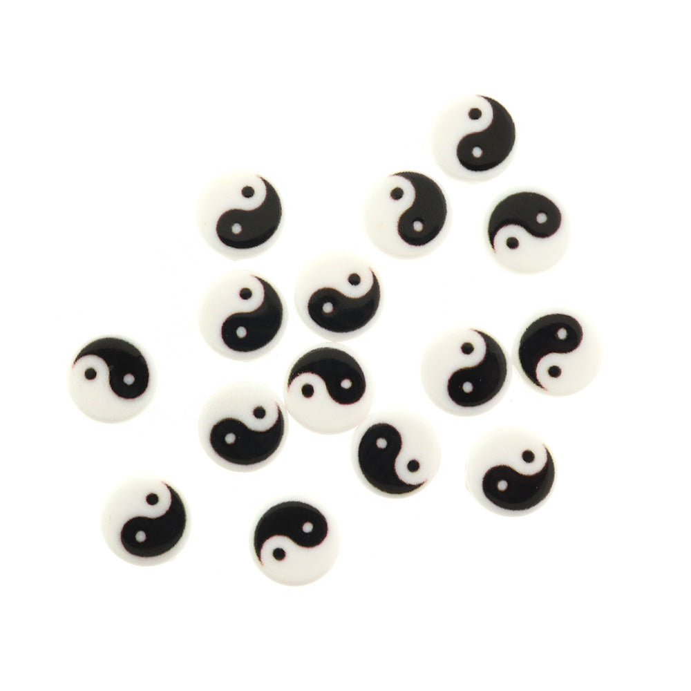 Perles plates rondes en acrylique 5mm - Yin Yang - 50 Perles - BD144
