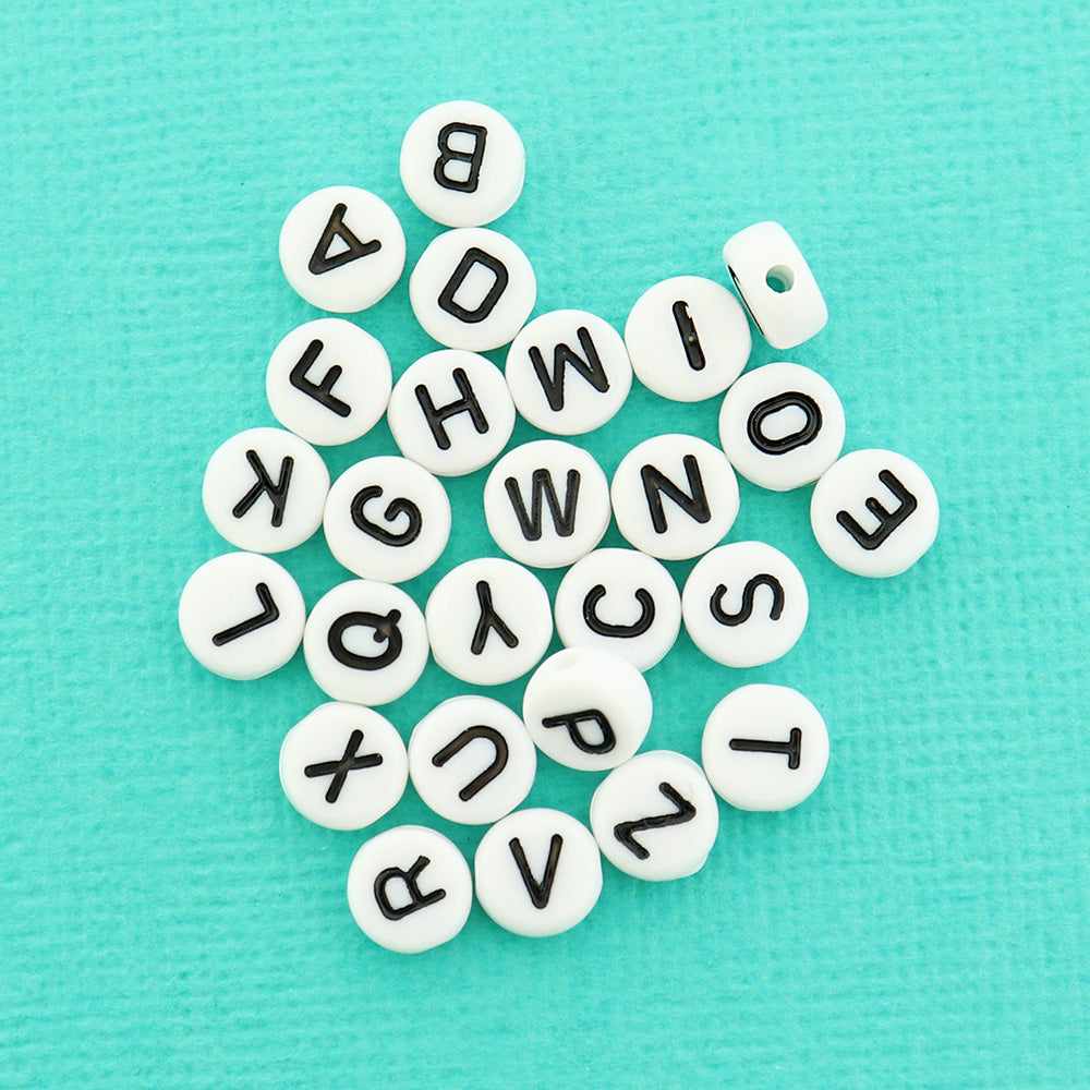 Flat Round Alphabet Acrylic Beads - Choose Full Set or Individual Letter