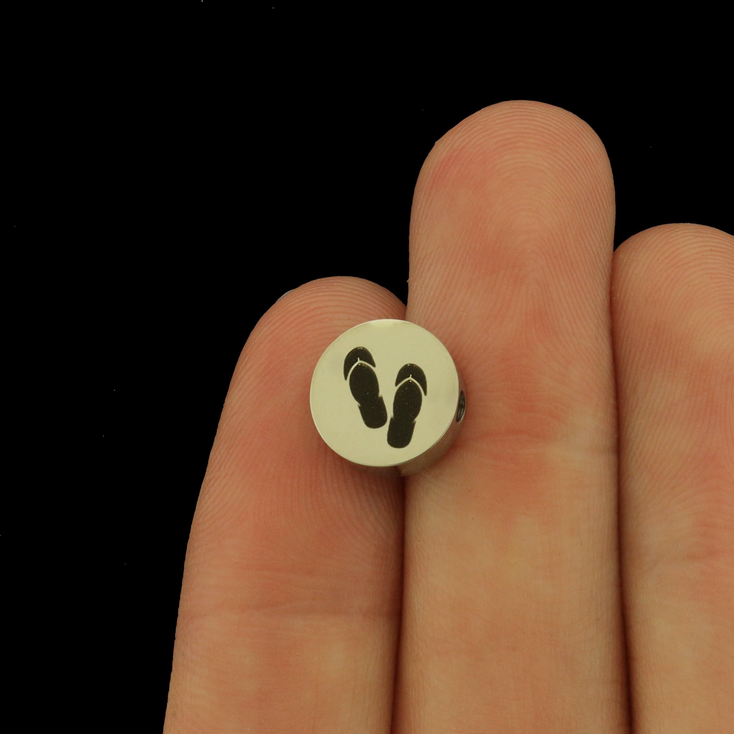 Flip Flops Stainless Steel Beads - Beach Bead - Choose Your Size - BFS034S-8324