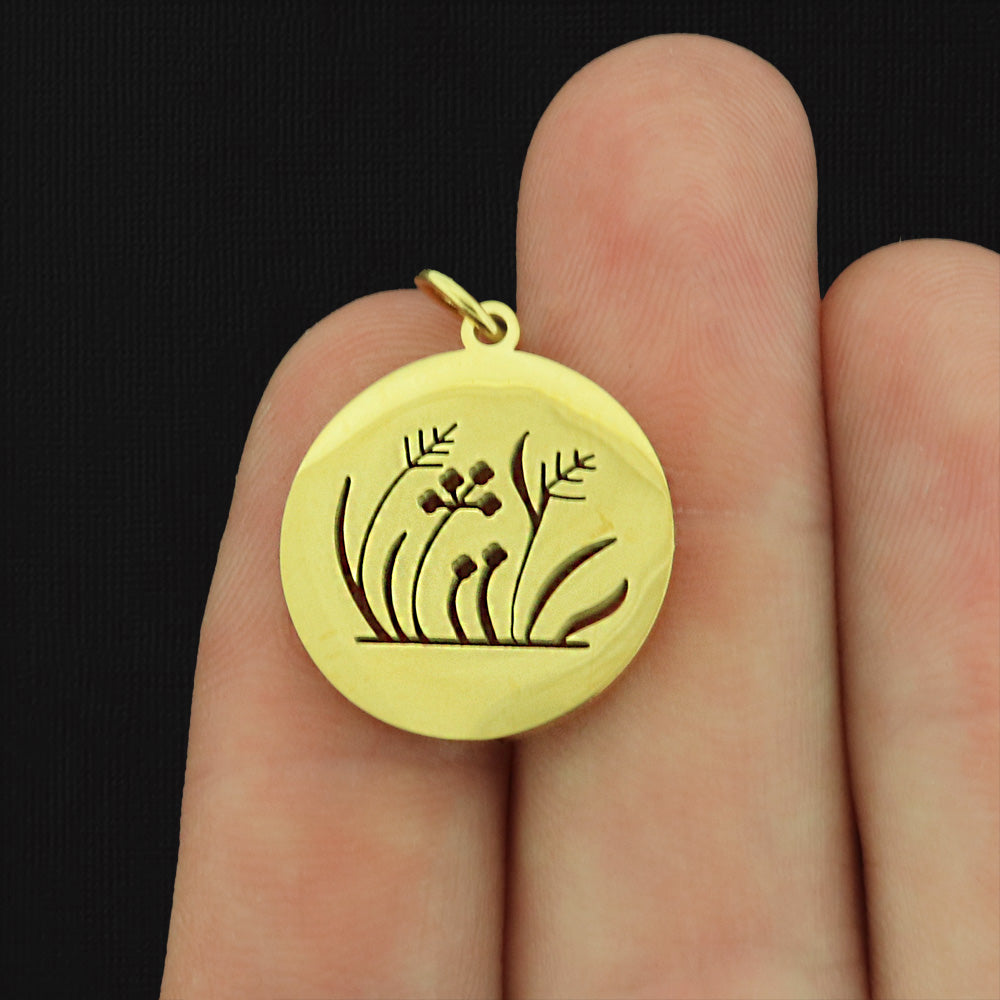 Floral Pendant Stainless Steel Charm - Choose Your Tone