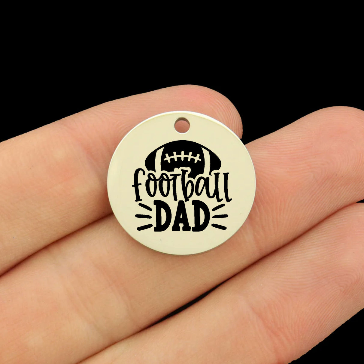 Football Stainless Steel Charms - Football Dad - BFS044-8653