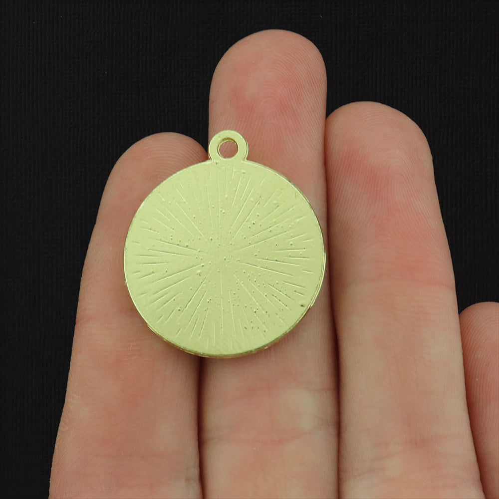 Go Wild Adventure is Calling Gold Tone Enamel Charm - E469