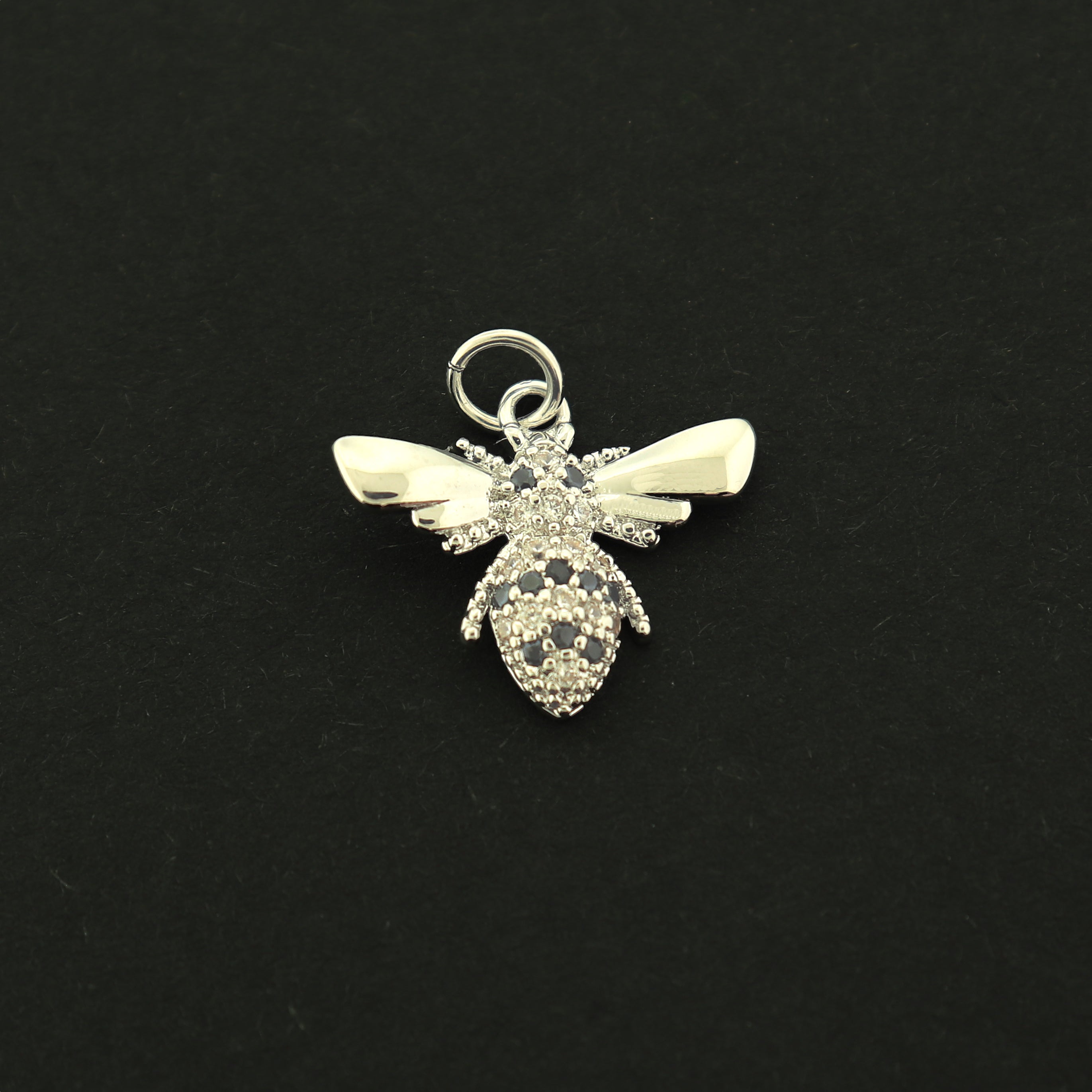 Gold Bee Charm - Honeybee Pendant - White Gold Plated - GLD506