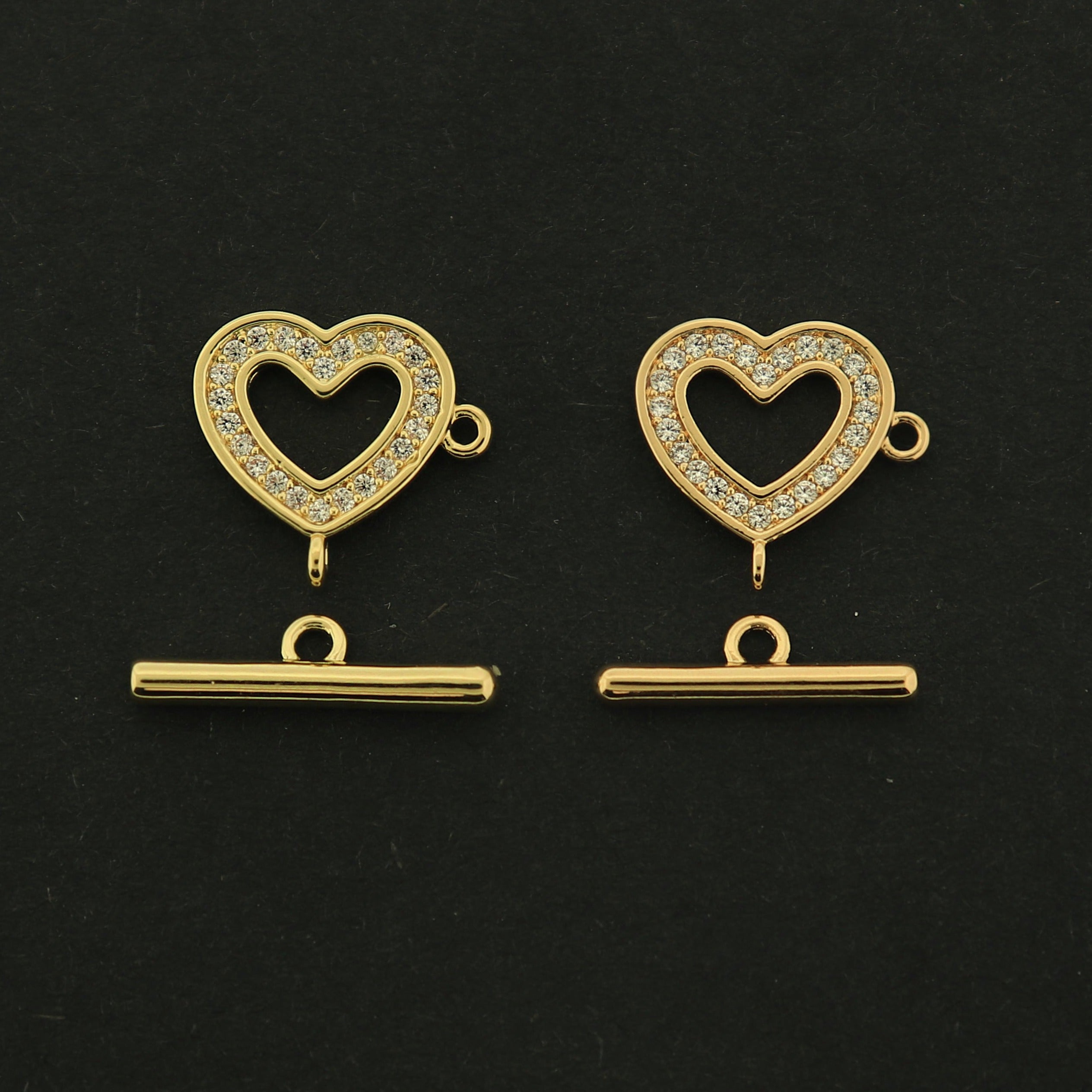 Gold Heart Clasp - Choose Your Finish - 14k or 18k Gold Filled