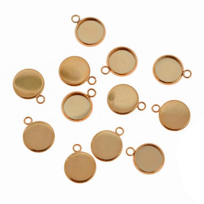Monture Cabochon Acier Inoxydable Doré - Plateau 12mm - 25 Pièces - CBS024