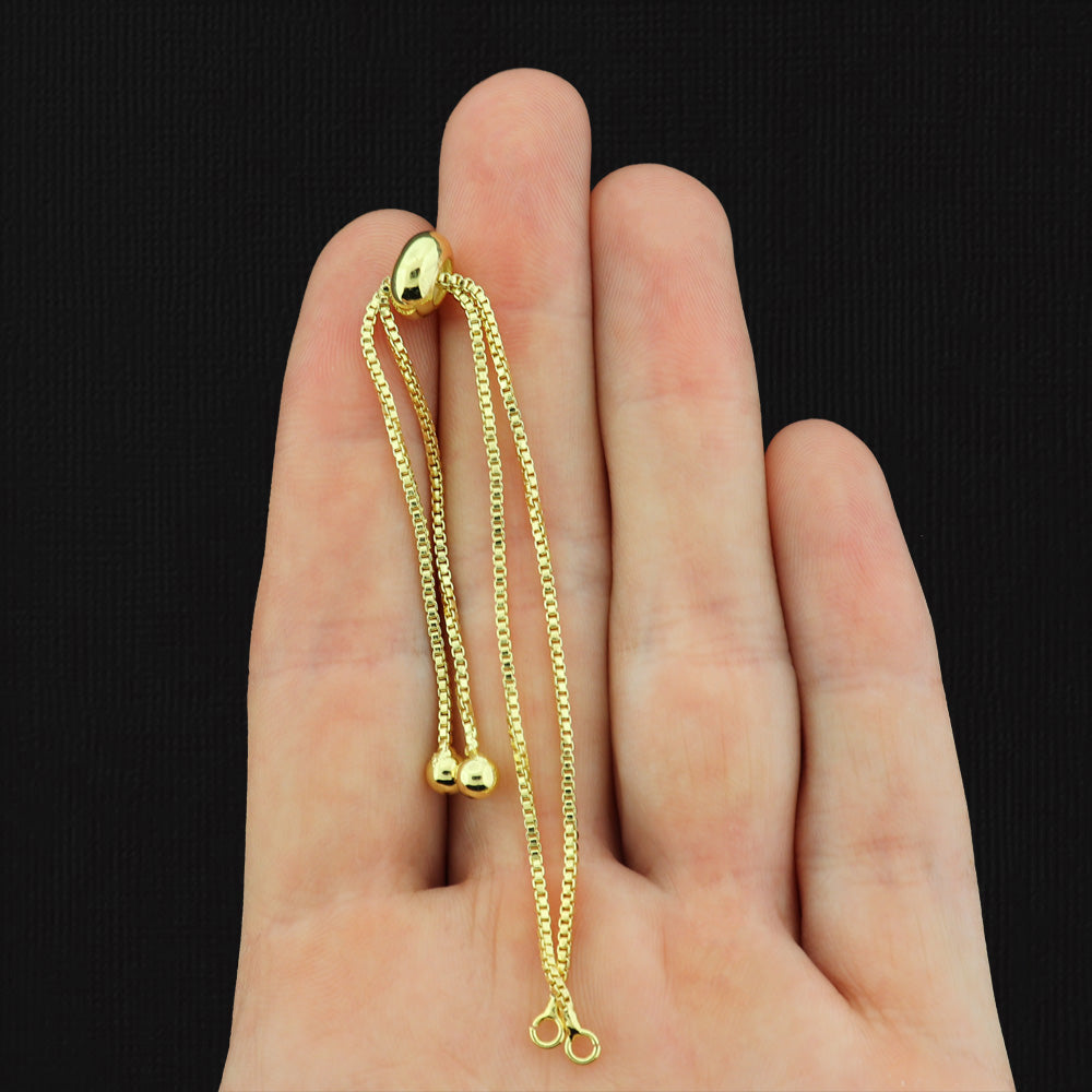 Gold Tone Brass Box Chain Bracelet Base 120mm - 2mm - 1 Bracelet - N014
