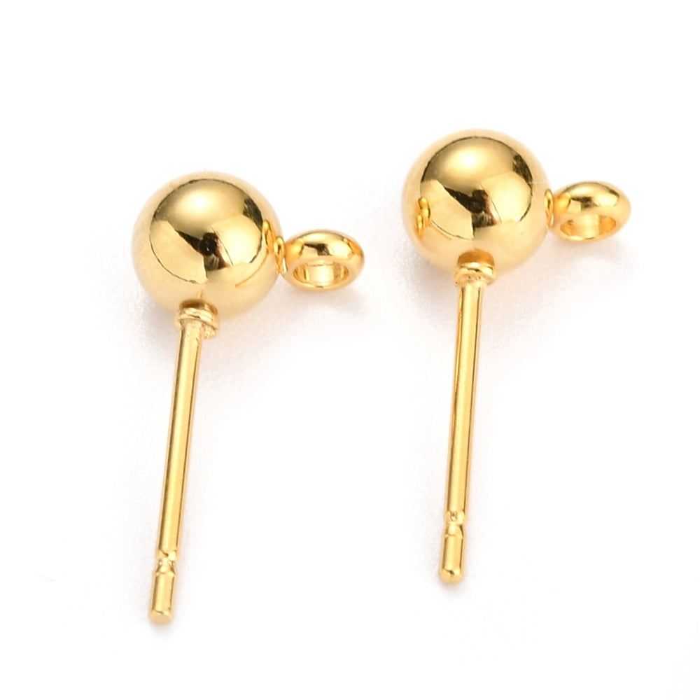20 Stainless Ball Post Earrings with Front Facing Loop - Choose Your Size & Tone!