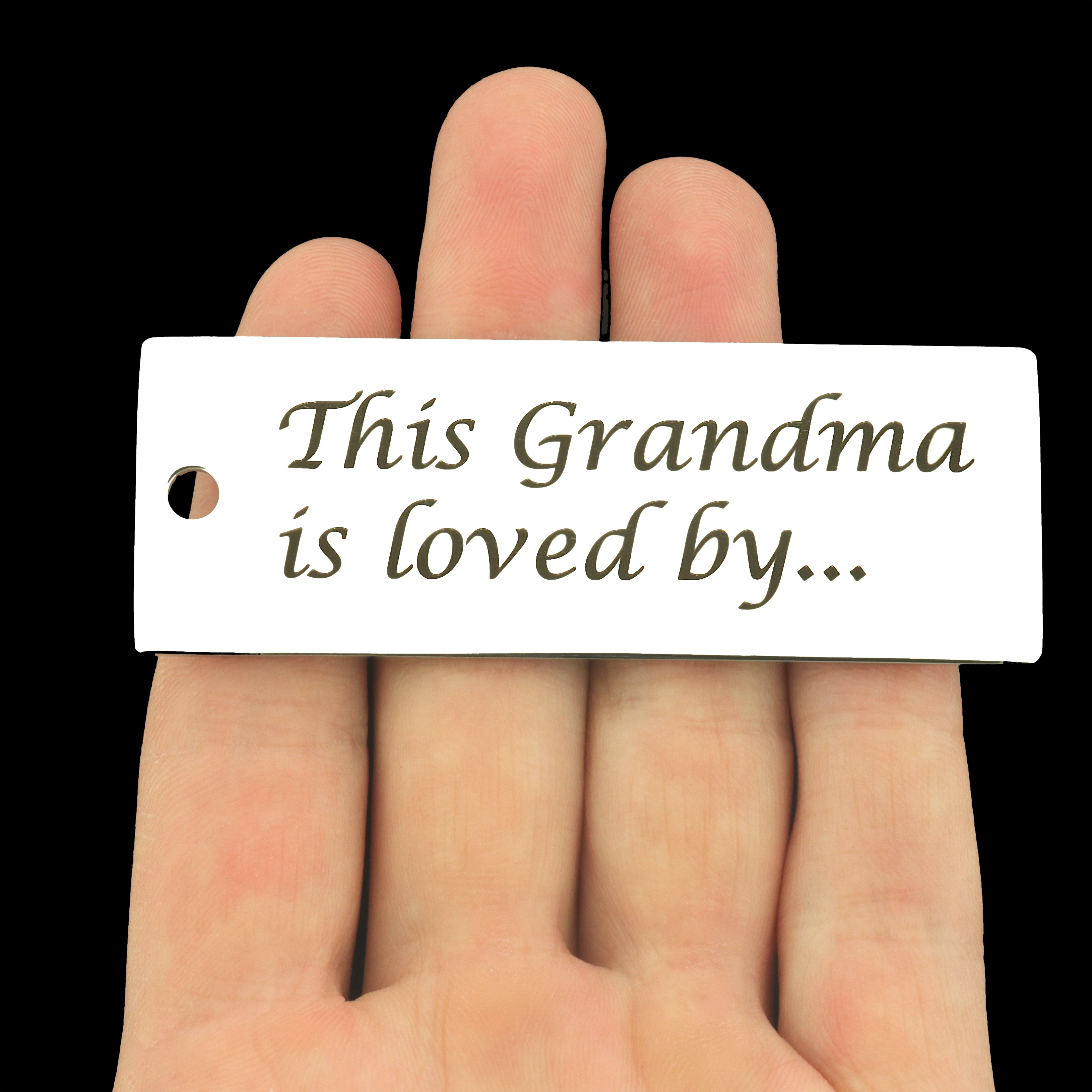 Grandma Stainless Steel Key Chain Tag Charm - This Grandma is Loved By - BFS033S-8247